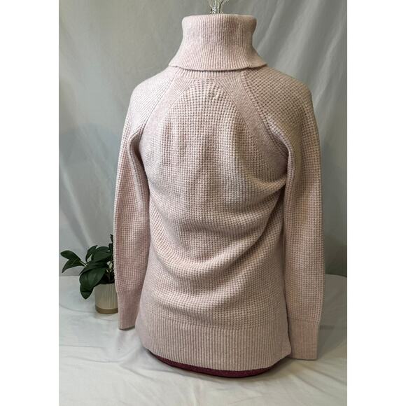 LOFT Soft Pink Waffle‎ Knit Cowl Neck Sweater Sweet and Girly Size XS - Picture 2 of 6